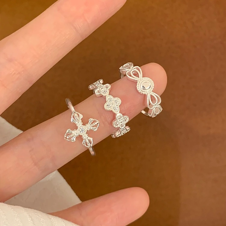 Sweet Heart-shaped Bowknot Ring For Women Exquisite