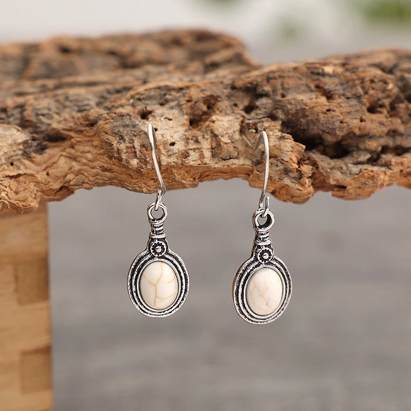 Simple Small Teardrop Turquoise Earrings For Women
