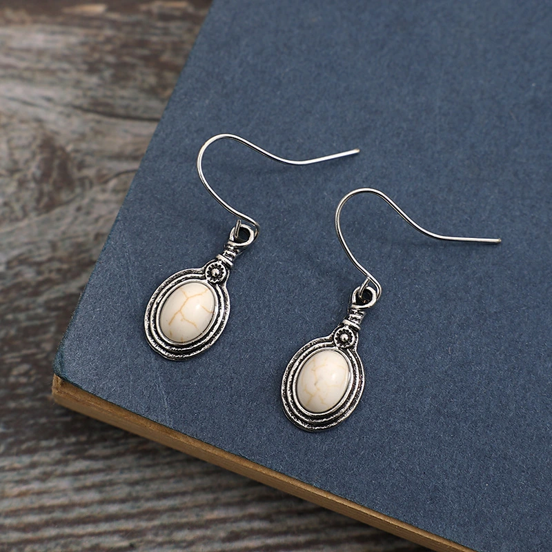 Simple Small Teardrop Turquoise Earrings For Women