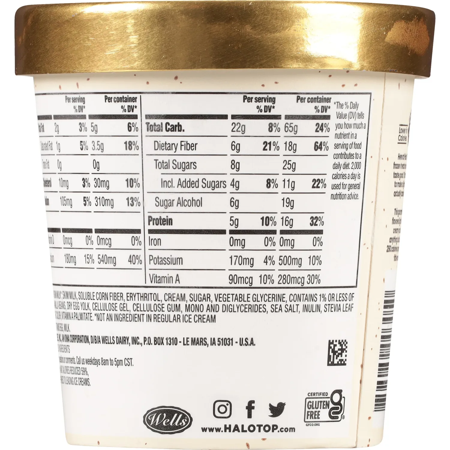 Halo Top Creamery, Vanilla Bean, 16 oz (Frozen)