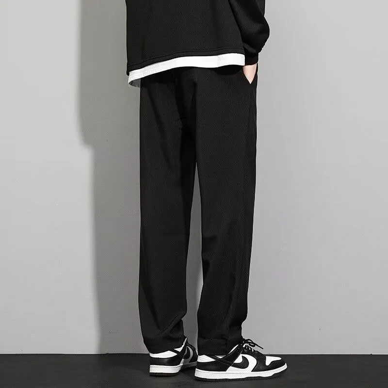SpringAutumn New Mens Black Wide Leg Pants