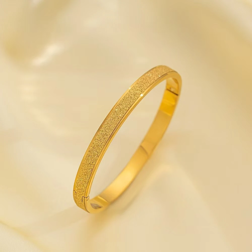 Girls Alloy Gilded Sand Gold Frosted Snap Bracelet