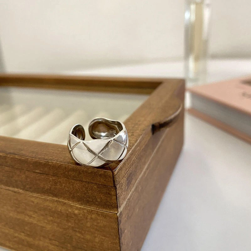 Quilted Croissant Ring For Women, Minimalist Design, Adjustable Open Index Finger Ring, Fashion Personality Jewelry