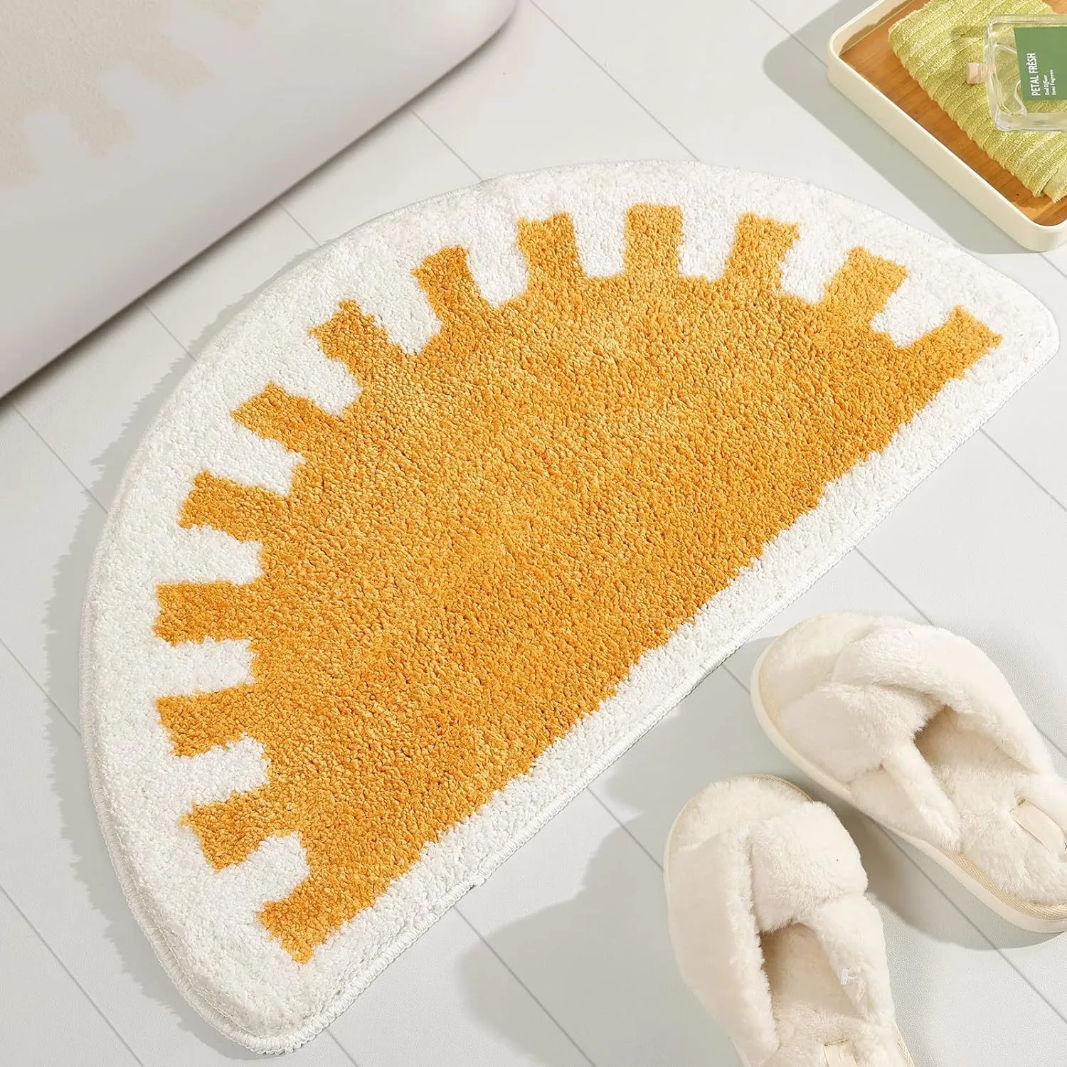 Semi-Circular Rainbow ImitationCashmere Absorbent Floor Mat