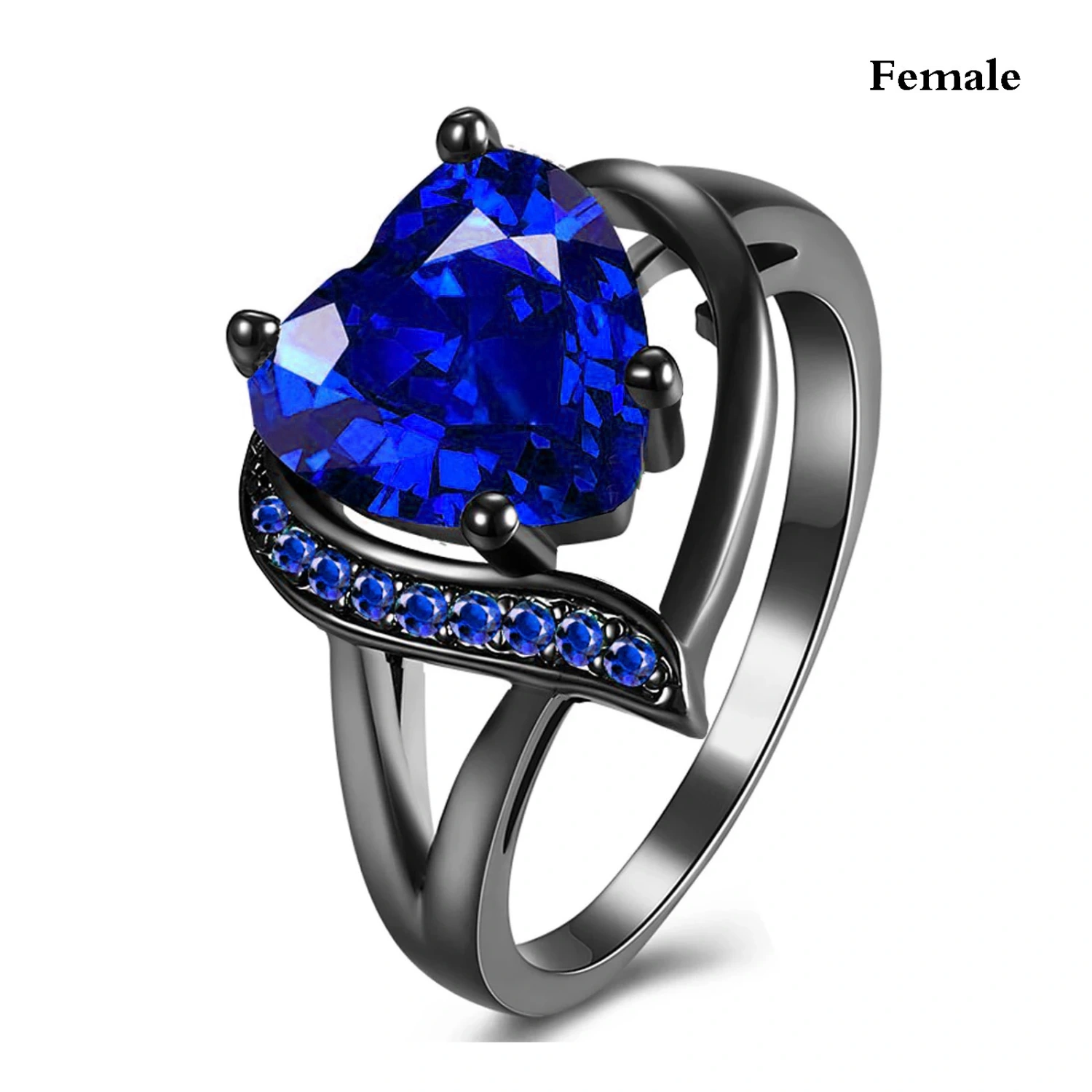 Heart-shaped Personalized Diamond-embedded Sapphire Green Ring