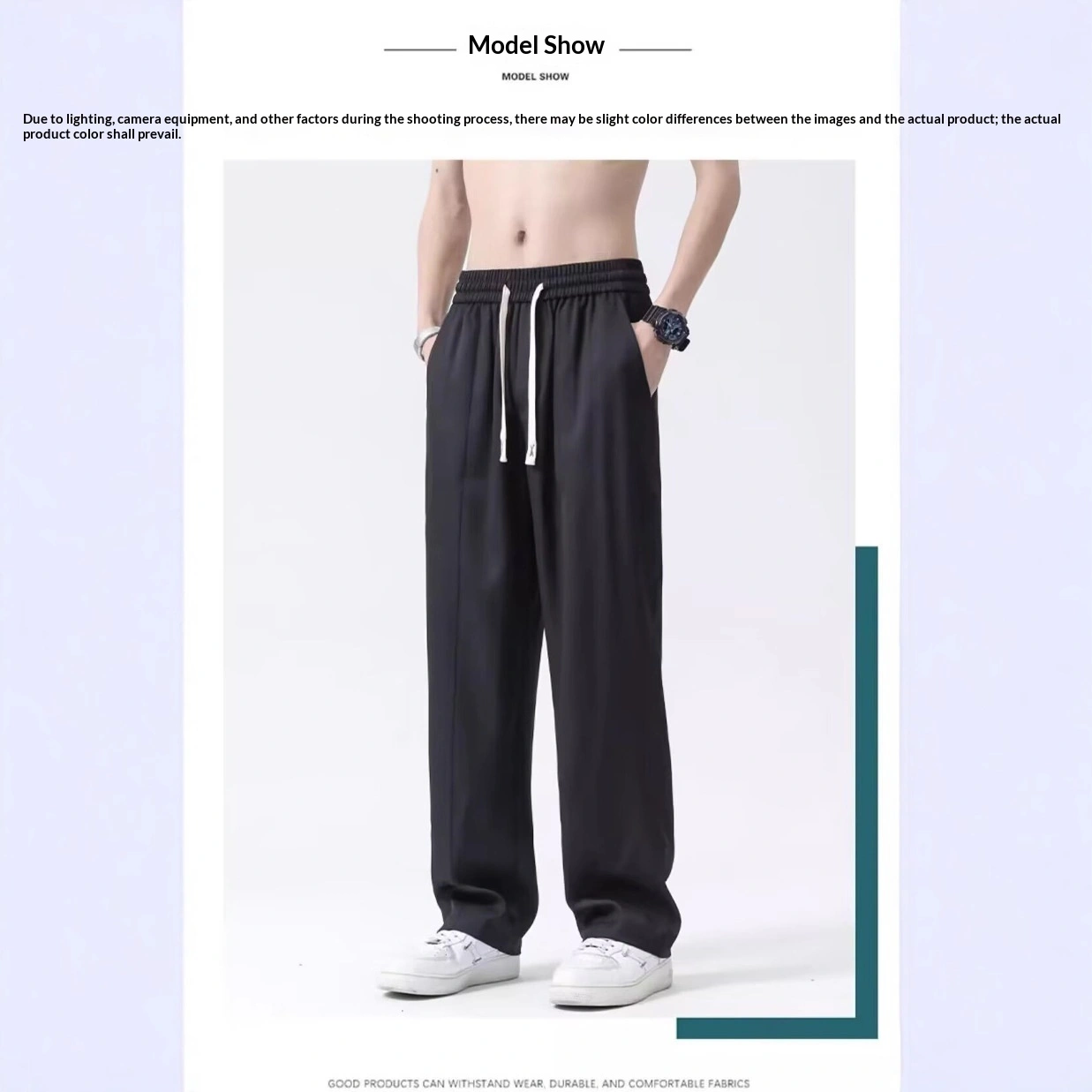 Black Casual Ice-silk Pants Men's Summer Thin