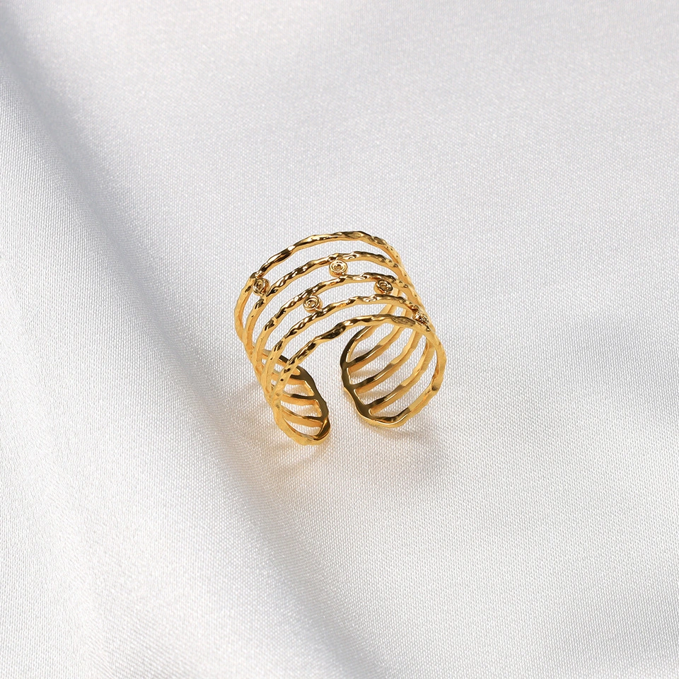 Titanium Steel 18K Multi-layer Casting Ring