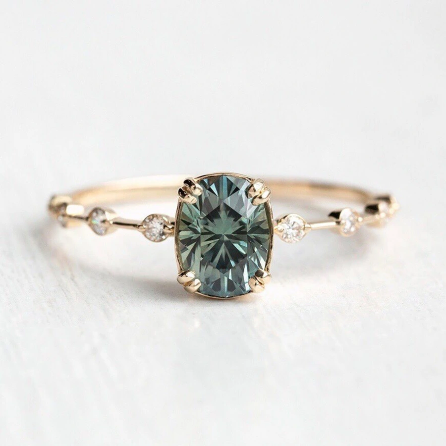 Sapphire Ring Fashion Elegant Inlaid
