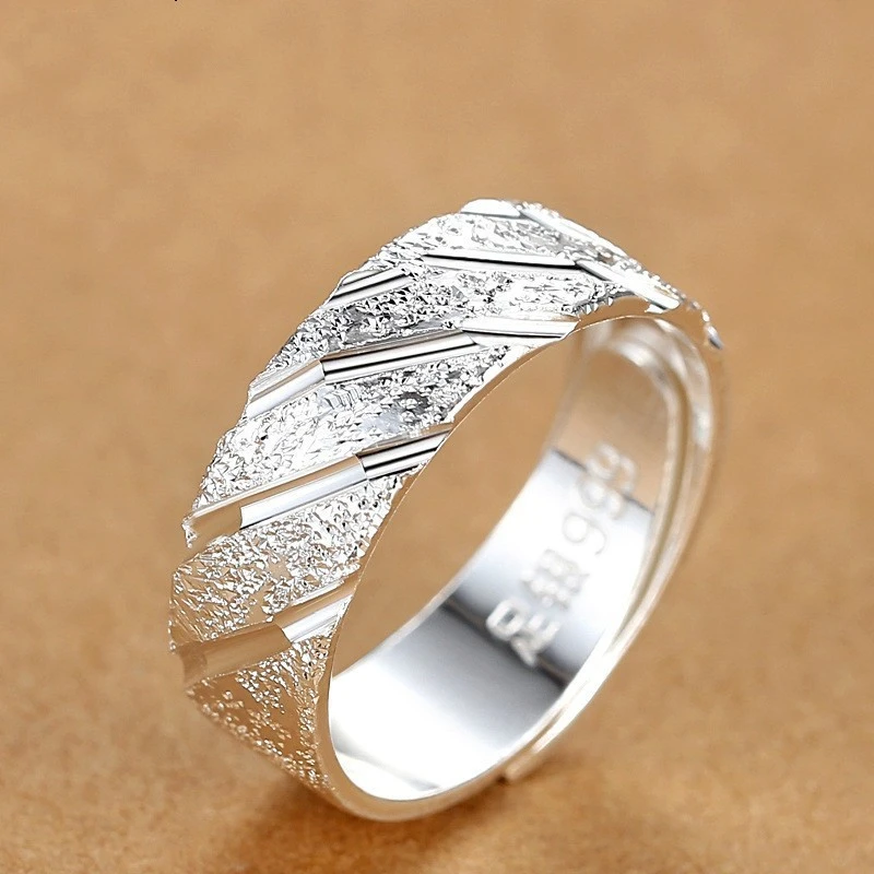 999 Sterling Silver Ring For Men, High-End Non-Fading Adjustable Open Band, Trendy Personality Minimalist Ring For Women, All-Match Jewelry