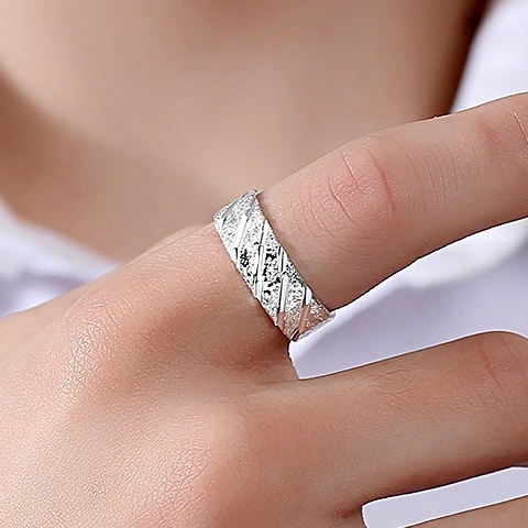 999 Sterling Silver Ring For Men, High-End Non-Fading Adjustable Open Band, Trendy Personality Minimalist Ring For Women, All-Match Jewelry