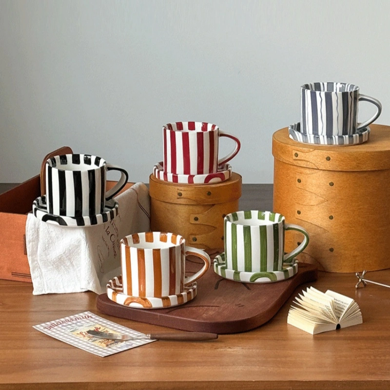 European-style Minimalist Ceramic Mug And Saucer Set With A High-fashion Aesthetic