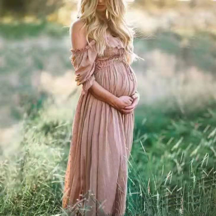 Women's Off-shoulder Dress For Pregnant Women