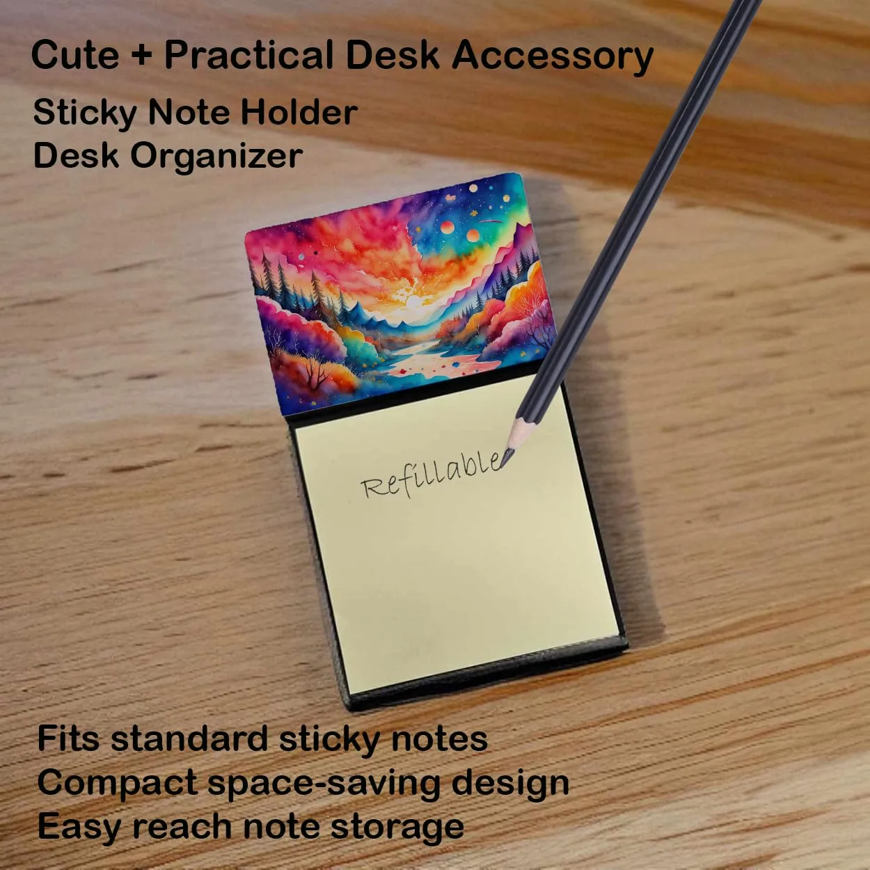 Caroline's Treasures Amaranths in Color Sticky Note Holder Refillable Dispenser Self-Sticky Note Pads, Memo Pads Blank Desk Accessories