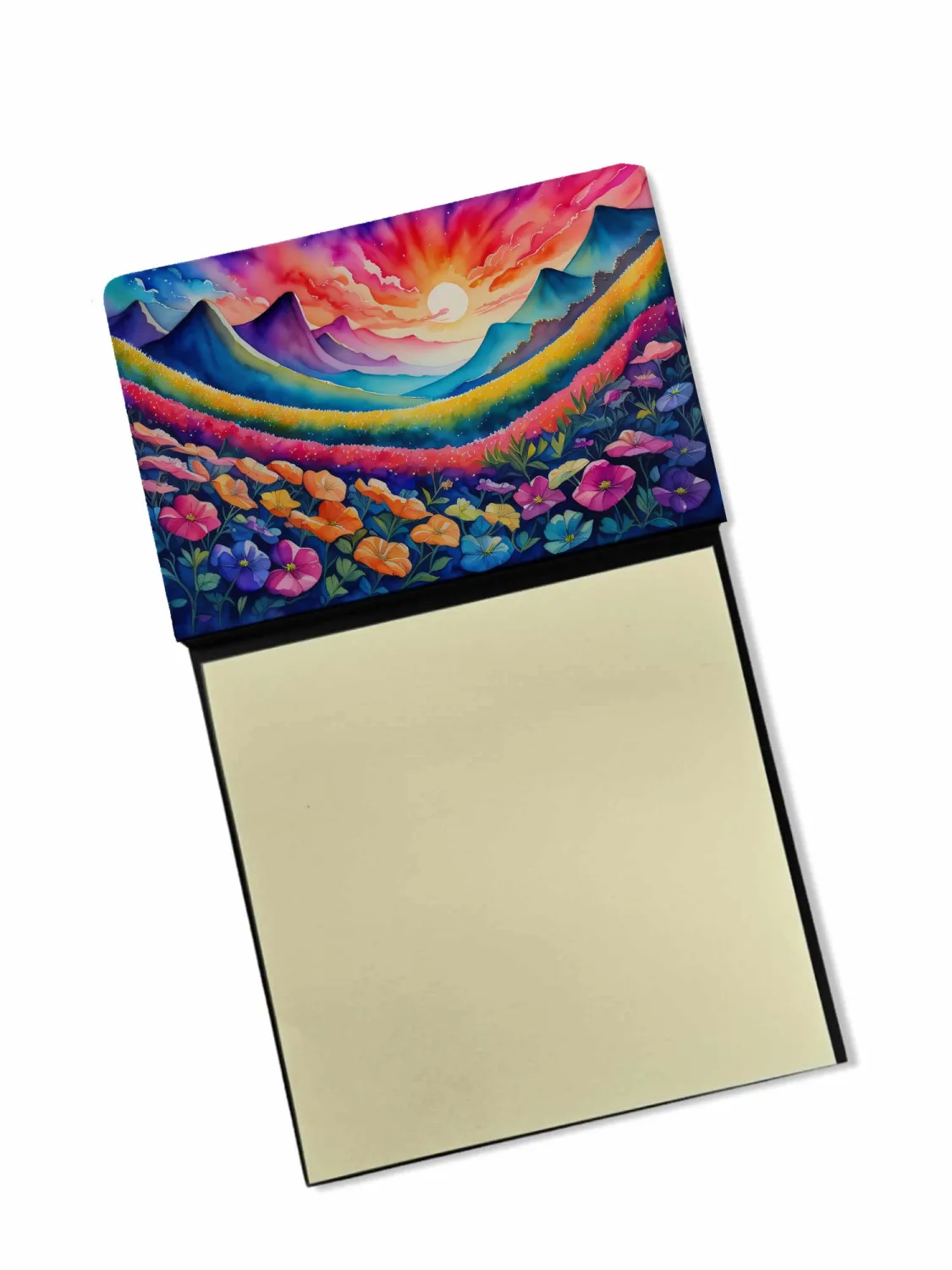 Caroline's Treasures Petunias in Color Sticky Note Holder Refillable Dispenser Self-Sticky Note Pads, Memo Pads Blank Desk Accessories