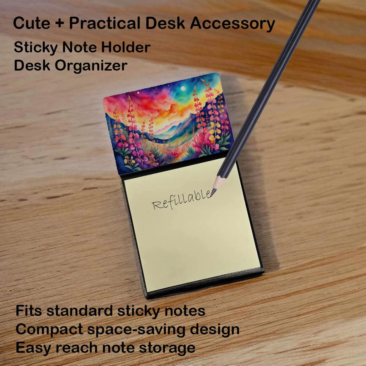 Caroline's Treasures Snapdragon in Color Sticky Note Holder Refillable Dispenser Self-Sticky Note Pads, Memo Pads Blank Desk Accessories