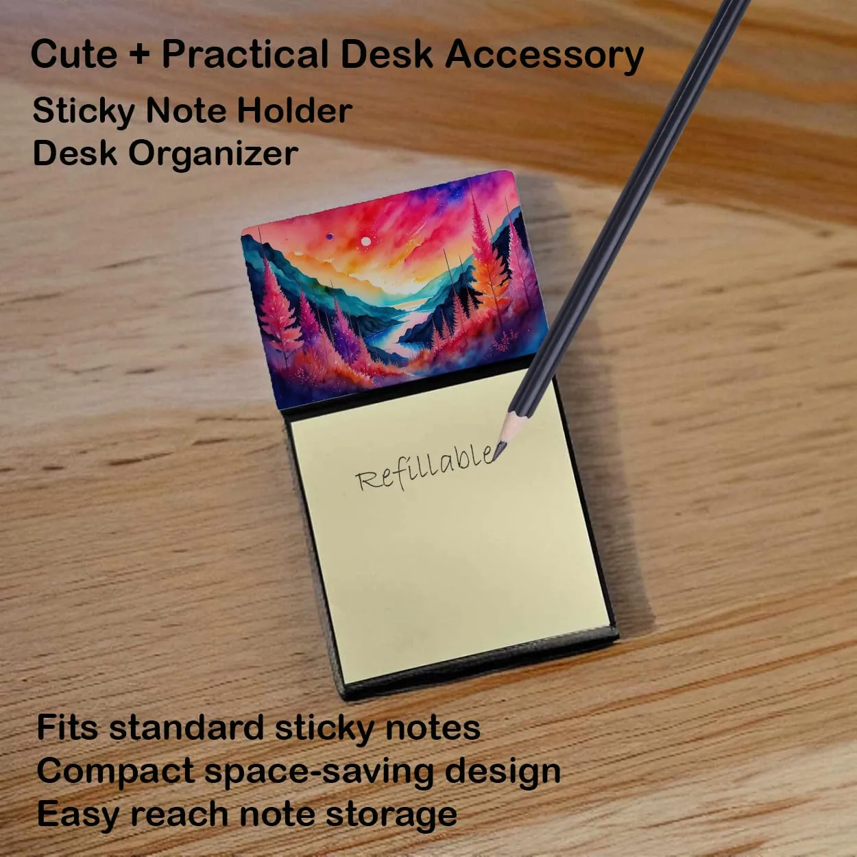 Caroline's Treasures Astilbe in Color Sticky Note Holder Refillable Dispenser Self-Sticky Note Pads, Memo Pads Blank Desk Accessories