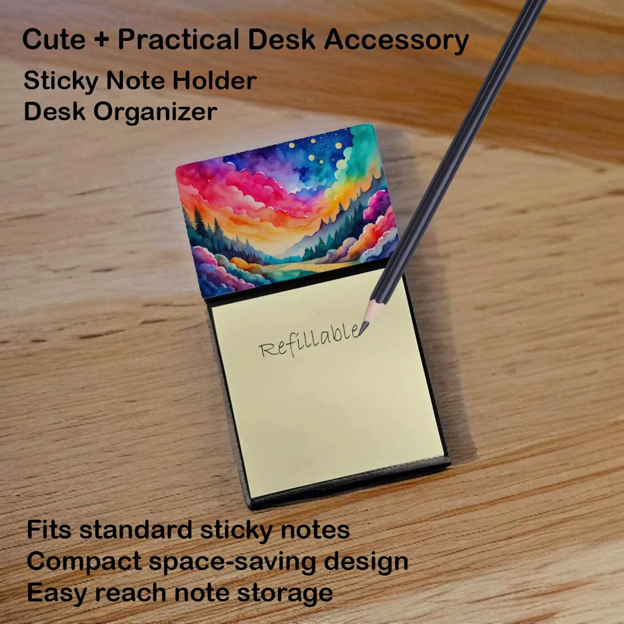 Caroline's Treasures Dusty Miller in Color Sticky Note Holder Refillable Dispenser Self-Sticky Note Pads, Memo Pads Blank Desk Accessories