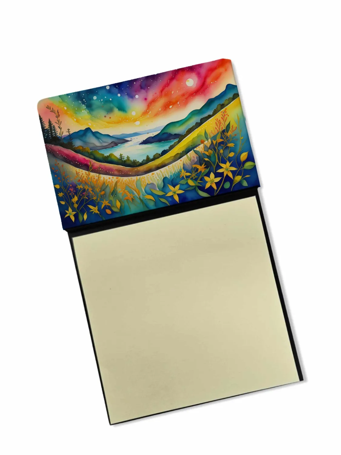 Caroline's Treasures Hypericum or St. Johns Wort in Color Sticky Note Holder Refillable Dispenser Self-Sticky Note Pads, Memo Pads Blank Desk Accessories