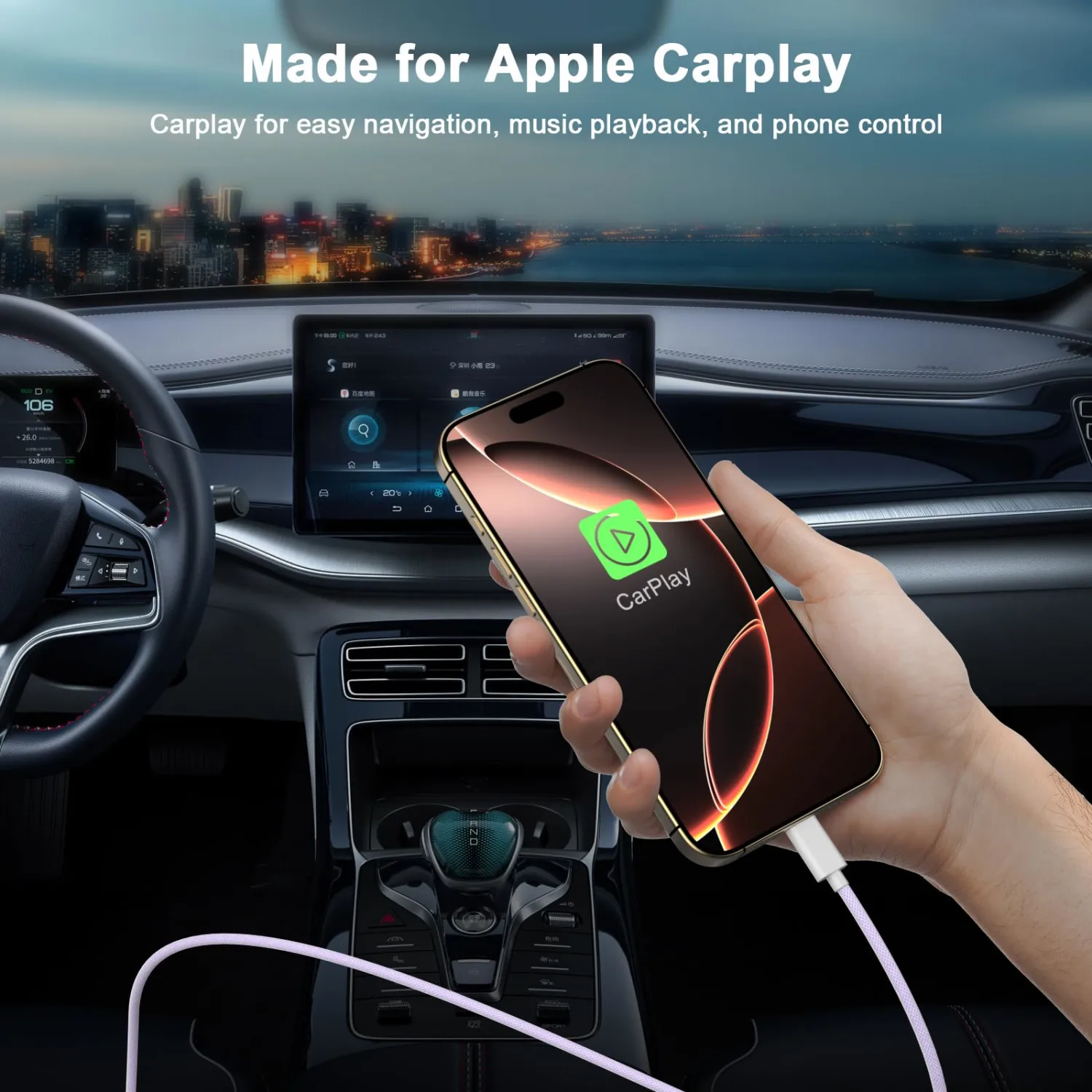 Car Carplay Cable Cord for iPhone 17 16, 4 Pack 3.3FT [MFi Certified] USB to USB C Cable iPhone 17 16 Carplay Charger Cord for iPhone 17/17 Pro/17 Pro Max/16/15/16 15 Pro Max