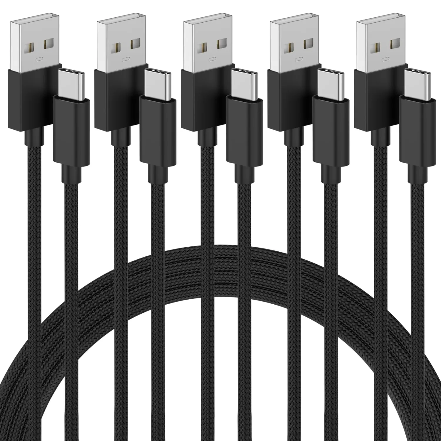 Car Carplay Cable for iPhone 17 16 15, 5 Pack USB to USB C Cable, Woven USB A to USB C for Carplay USB C Cord for iPhone 17/17 Pro/17 Pro Max/16/15/16 15 Pro Max Car Charger Cord Charging Cable