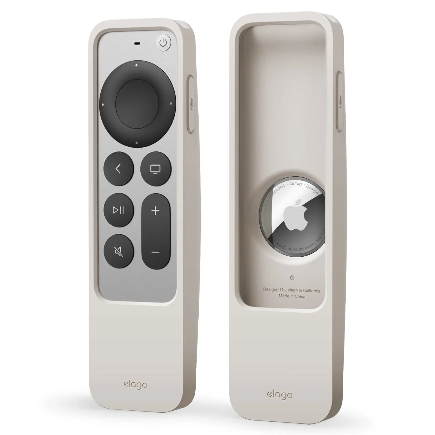 elago R5 Locator Case Compatible with 2021 Apple TV Siri Remote and AirTag - Lanyard Included, Shock Absorption, Drop Protection, Full Access to All Functions [Stone]