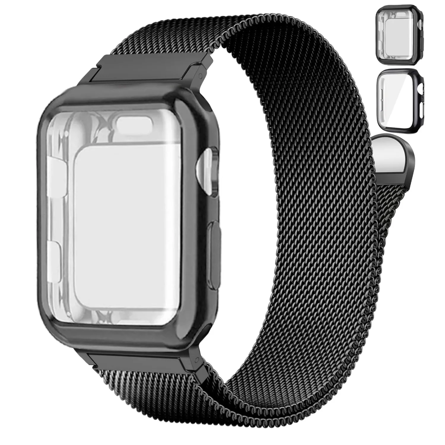 Magnetic Band and Case for Apple Watch Band 40mm 41mm 38mm 44mm 45mm 46mm 42mm Women/Men,Stainless Steel Milanese Loop Bracelet Strap with Cover Combo iWatch series 11 10 9 8 7 6 5 4 SE Ultra/2 3 49mm