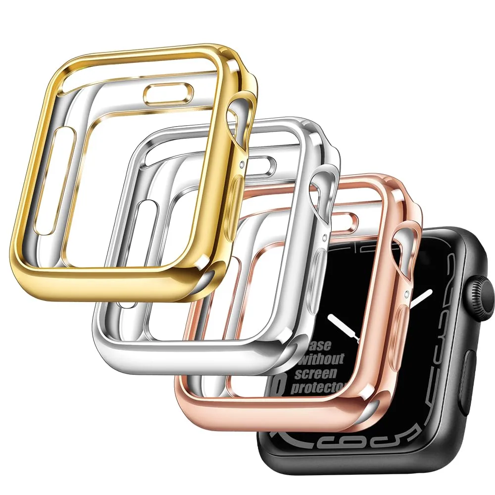 top4cus 3 Pack 41mm Case Soft Flexible Lightweight Anti-Scratch Overall Protective 41mm Iwatch Waterproof Cover Case Shiny Workout Shockproof Bumper Compatible with Apple Watch Series 9/8/7