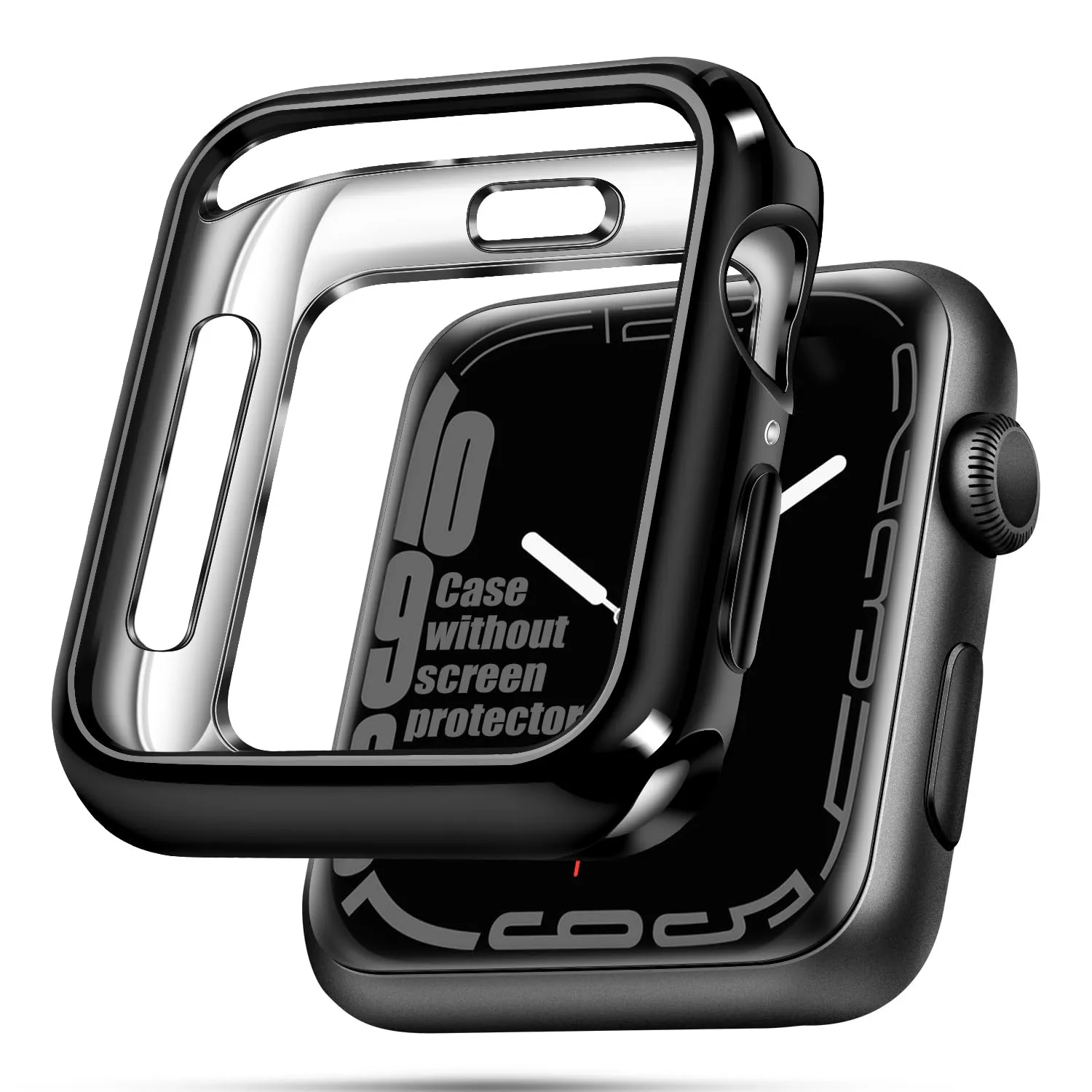 top4cus 2 Pack 38mm Case Soft Flexible Lightweight Anti-Scratch Overall Protective 38mm Iwatch Waterproof Cover Case Shiny Workout Shockproof Bumper Compatible with Apple Watch Series 3/2/1
