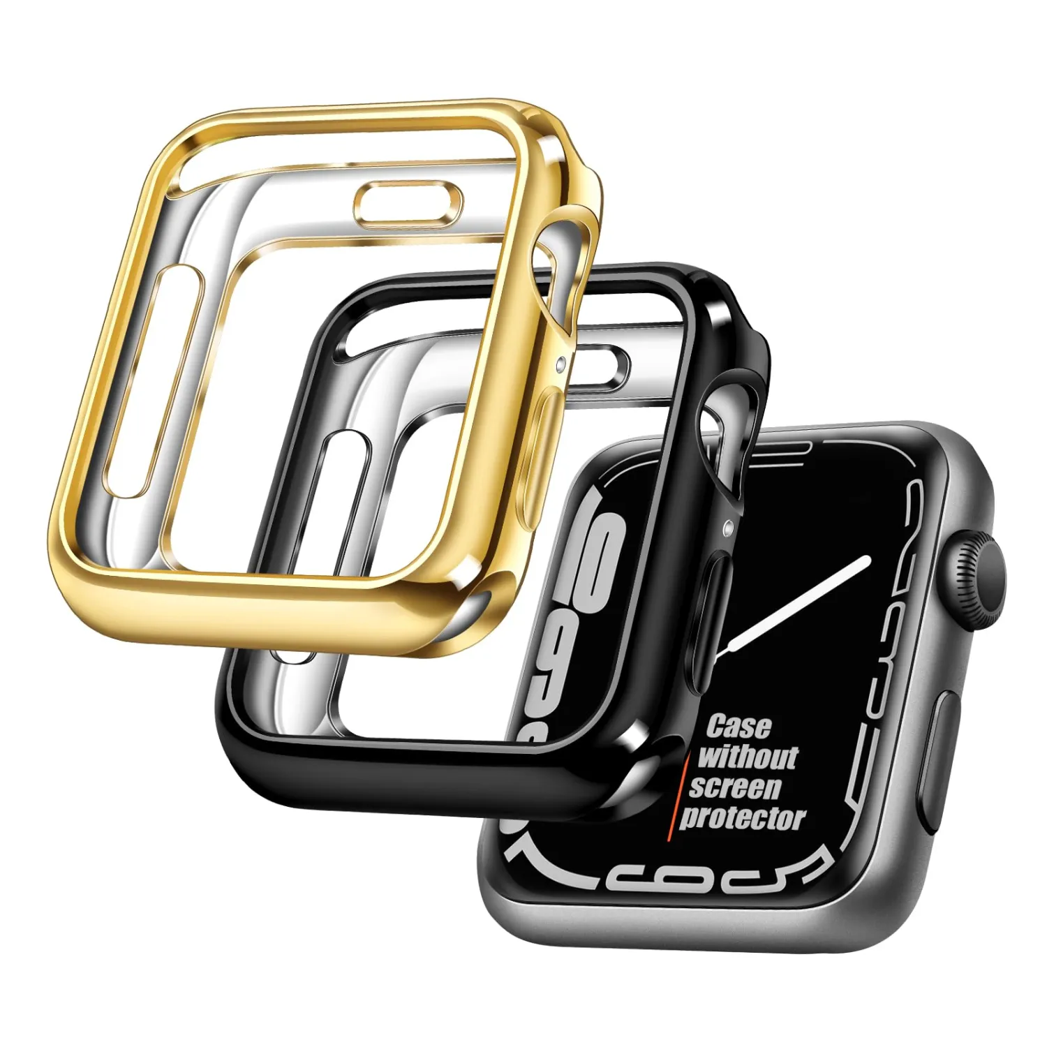 top4cus 2 Pack 44mm Case Soft Flexible Lightweight Anti-Scratch Overall Protective 44mm Iwatch Waterproof Cover Case Shiny Workout Shockproof Bumper Compatible with Apple Watch Series 6/SE/5/4