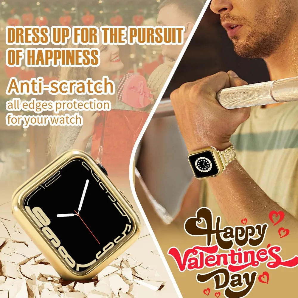 top4cus 2 Pack 45mm Case Soft Flexible Lightweight Anti-Scratch Overall Protective 45mm Iwatch Waterproof Cover Case Shiny Workout Shockproof Bumper Compatible with Apple Watch Series 9/8/7