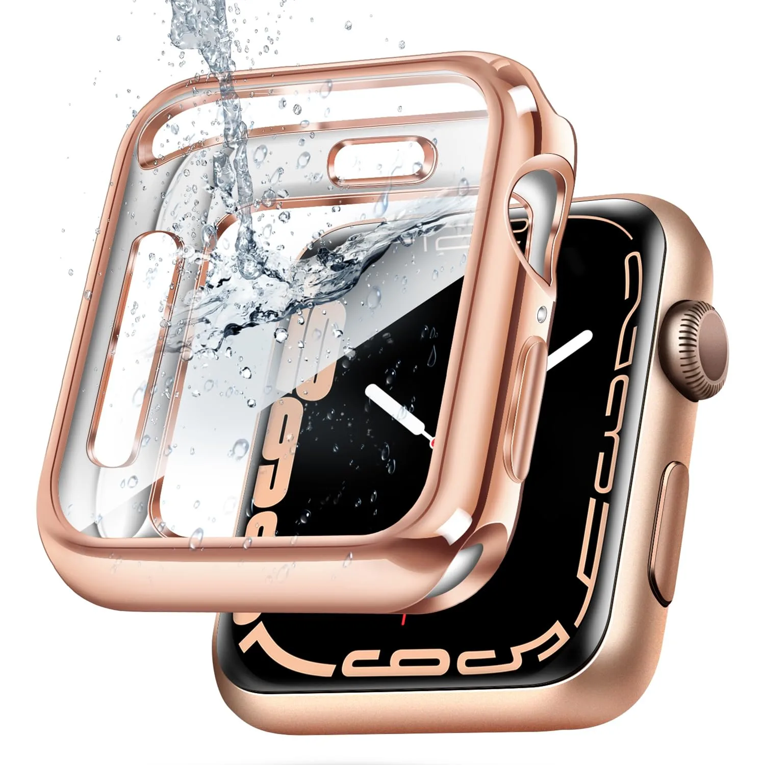 top4cus 45mm Case Soft Flexible Lightweight Anti-Scratch Overall Protective 45mm Iwatch Waterproof Cover Case Shiny Workout Shockproof Bumper Compatible with Apple Watch Series 9/8/7 -Rose Gold