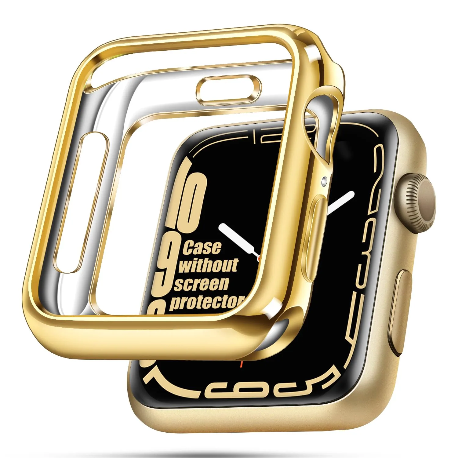 top4cus 42mm Case Soft Flexible Lightweight Anti-Scratch Overall Protective 42mm Iwatch Waterproof Cover Case Shiny Workout Shockproof Bumper Compatible with Apple Watch Series 11/10 - Gold