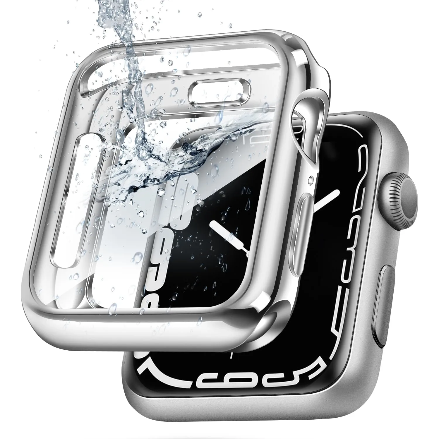 top4cus 46mm Case Soft Flexible Lightweight Anti-Scratch Overall Protective 46mm Iwatch Waterproof Cover Case Shiny Workout Shockproof Bumper Compatible with Apple Watch Series 11/10 -Silver