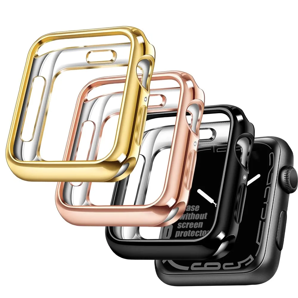 top4cus 3 Pack 42mm Case Soft Flexible Lightweight Anti-Scratch Overall Protective 42mm Iwatch Waterproof Cover Case Shiny Workout Shockproof Bumper Compatible with Apple Watch Series 3/2/1