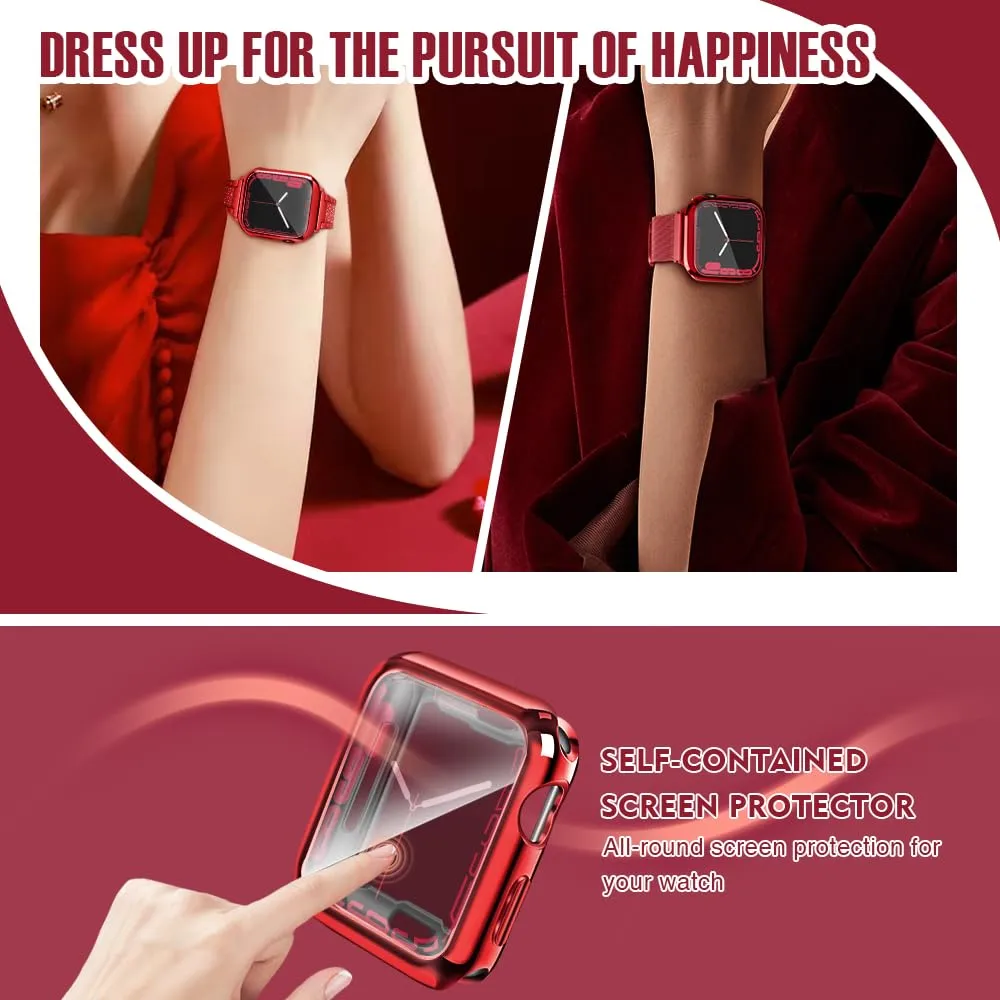 top4cus 40mm Case Soft Flexible Lightweight Anti-Scratch Overall Protective 40mm Iwatch Waterproof Cover Case Shiny Workout Shockproof Bumper Compatible with Apple Watch Series 6/SE/5/4 -Red