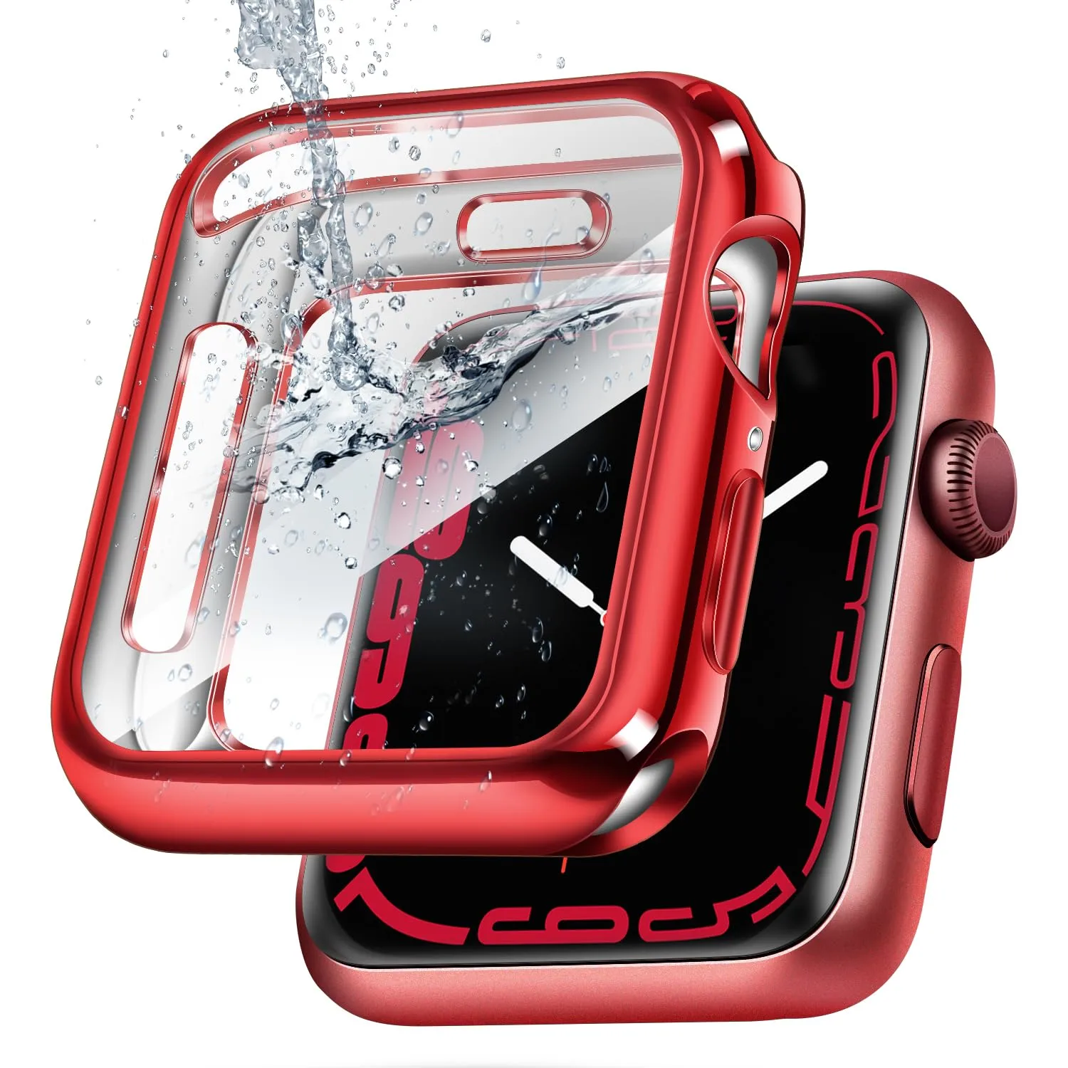 top4cus 46mm Case Soft Flexible Lightweight Anti-Scratch Overall Protective 46mm Iwatch Waterproof Cover Case Shiny Workout Shockproof Bumper Compatible with Apple Watch Series 11/10 -Red