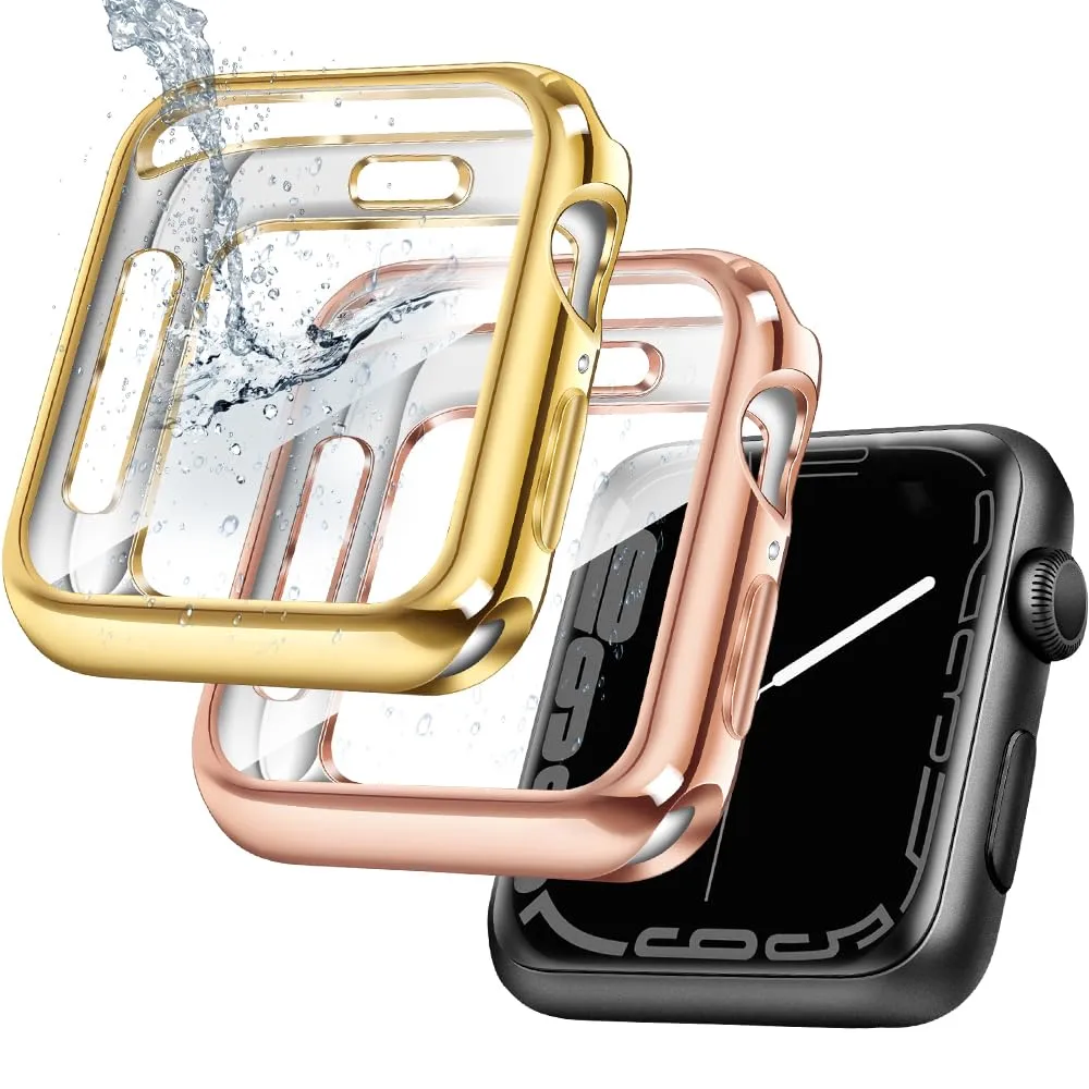 top4cus 2 Pack 45mm Case Soft Flexible Lightweight Anti-Scratch Overall Protective 45mm Iwatch Waterproof Cover Case Shiny Workout Shockproof Bumper Compatible with Apple Watch Series Series 9/8/7