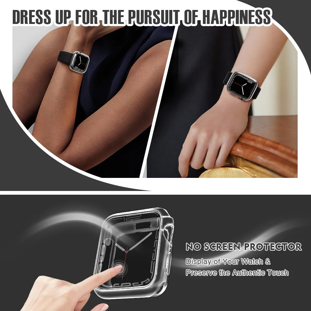 top4cus 38mm Case Soft Flexible Lightweight Anti-Scratch Overall Protective 38mm Iwatch Waterproof Cover Case Shiny Workout Shockproof Bumper Compatible with Apple Watch Series 3/2/1 - Clear