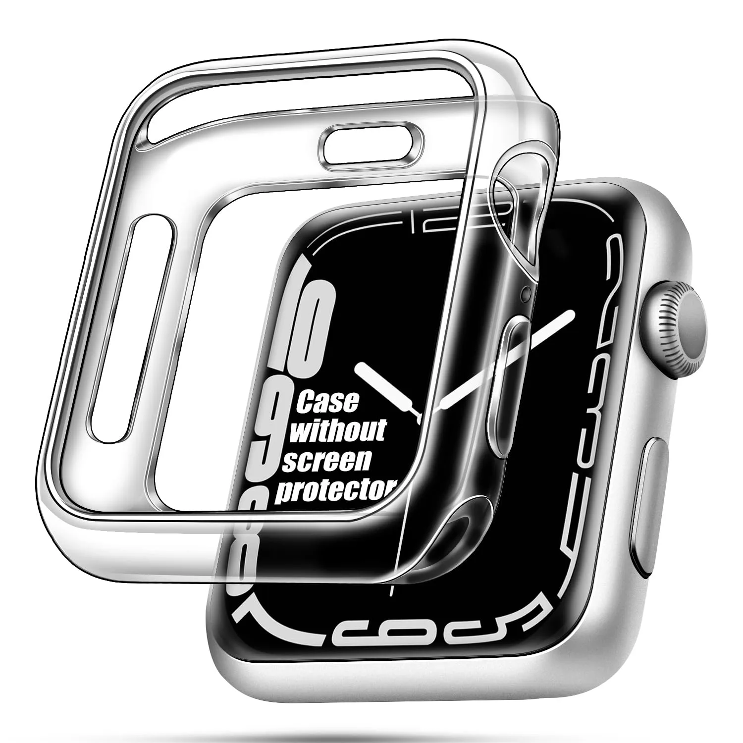 top4cus 46mm Case Soft Flexible Lightweight Anti-Scratch Overall Protective 46mm Iwatch Waterproof Cover Case Shiny Workout Shockproof Bumper Compatible with Apple Watch Series 11/10 - Clear