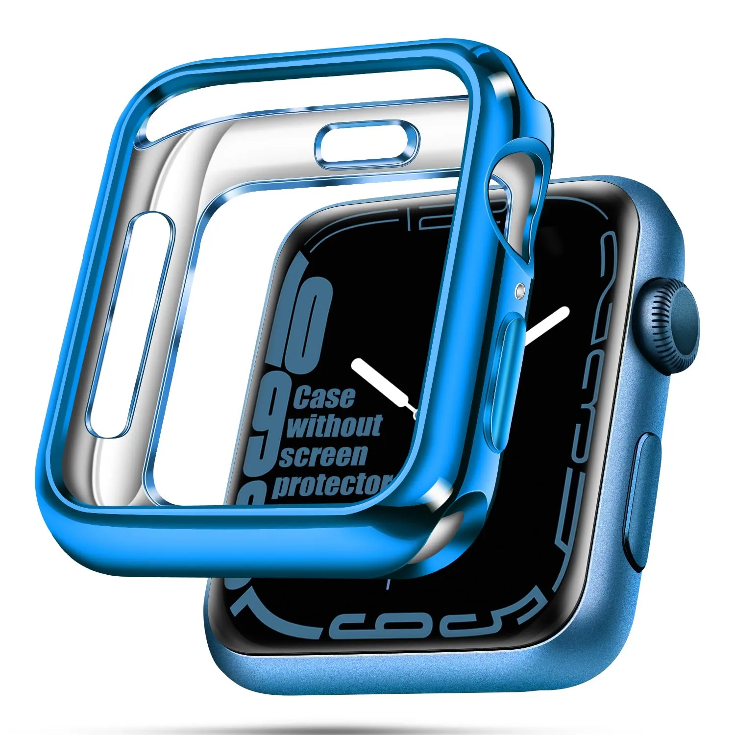 top4cus 41mm Case Soft Flexible Lightweight Anti-Scratch Overall Protective 41mm Iwatch Waterproof Cover Case Shiny Workout Shockproof Bumper Compatible with Apple Watch Series 9/8/7 - Blue