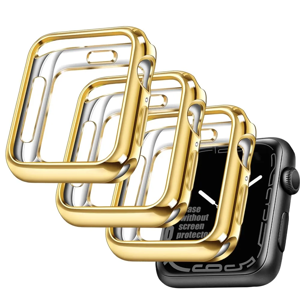 top4cus 3 Pack 38mm Case Soft Flexible Lightweight Anti-Scratch Overall Protective 38mm Iwatch Waterproof Cover Case Shiny Workout Shockproof Bumper Compatible with Apple Watch Series 3/2/1
