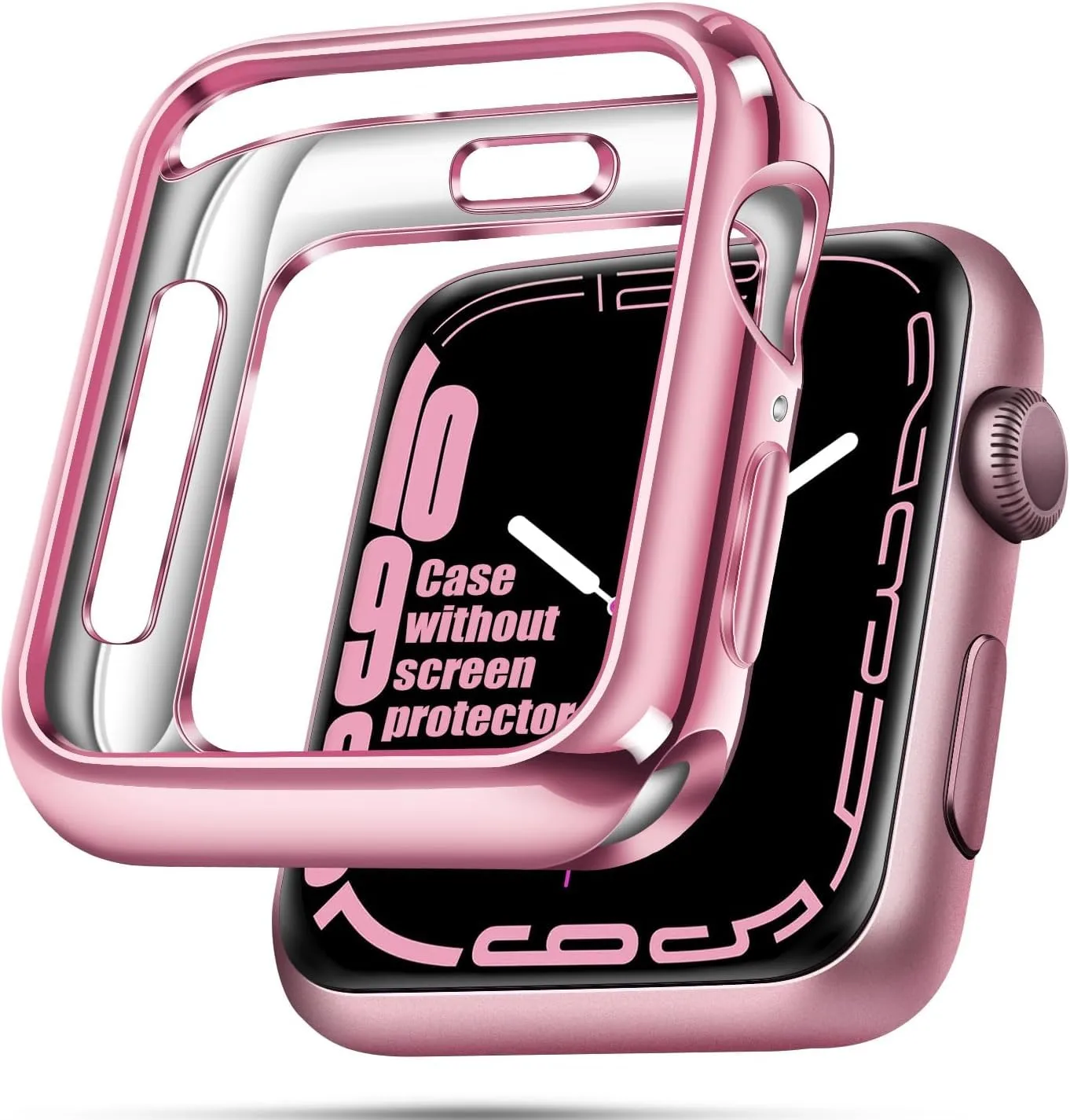 top4cus 44mm Case Soft Flexible Lightweight Anti-Scratch Overall Protective 44mm Iwatch Waterproof Cover Case Shiny Workout Shockproof Bumper Compatible with Apple Watch Series 6/SE/5/4 - Pink