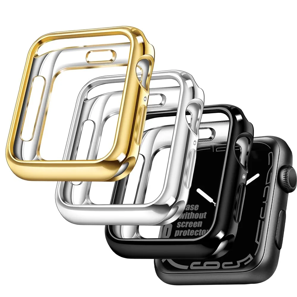 top4cus 3 Pack 40mm Case Soft Flexible Lightweight Anti-Scratch Overall Protective 40mm Iwatch Waterproof Cover Case Shiny Workout Shockproof Bumper Compatible with Apple Watch Series 6/SE/5/4