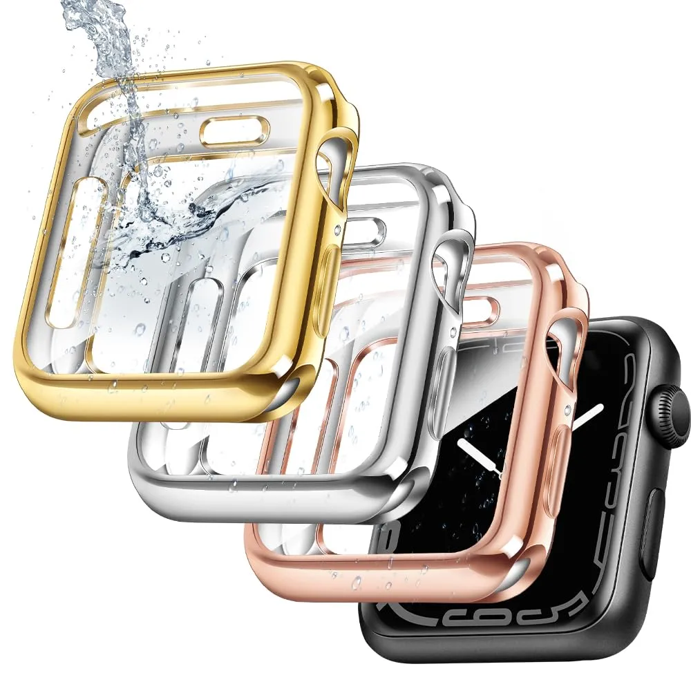top4cus 3 Pack 44mm Case Soft Flexible Lightweight Anti-Scratch Overall Protective 44mm Iwatch Waterproof Cover Case Shiny Workout Shockproof Bumper Compatible with Apple Watch Series Series 6/SE/5/4