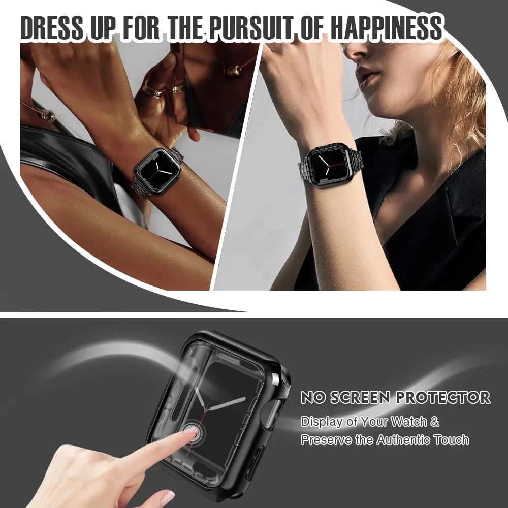top4cus 46mm Case Soft Flexible Lightweight Anti-Scratch Overall Protective 46mm Iwatch Waterproof Cover Case Shiny Workout Shockproof Bumper Compatible with Apple Watch Series 11/10 - Black