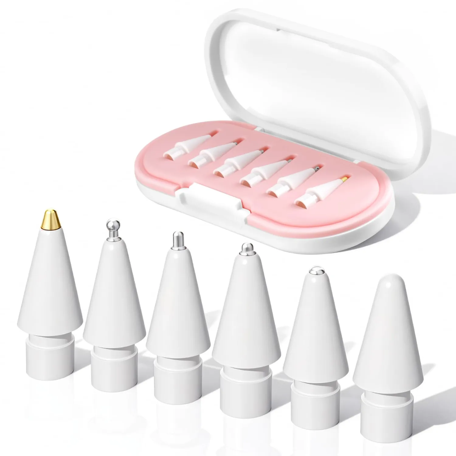 2026 Upgraded Replacement Pencil Tips for Apple Pencil Pro/1st Gen/2nd Gen/USB-C with Storage Case, Needle Apple Pen Tips, Metal iPad Pencil Accessories Sets (Pink)