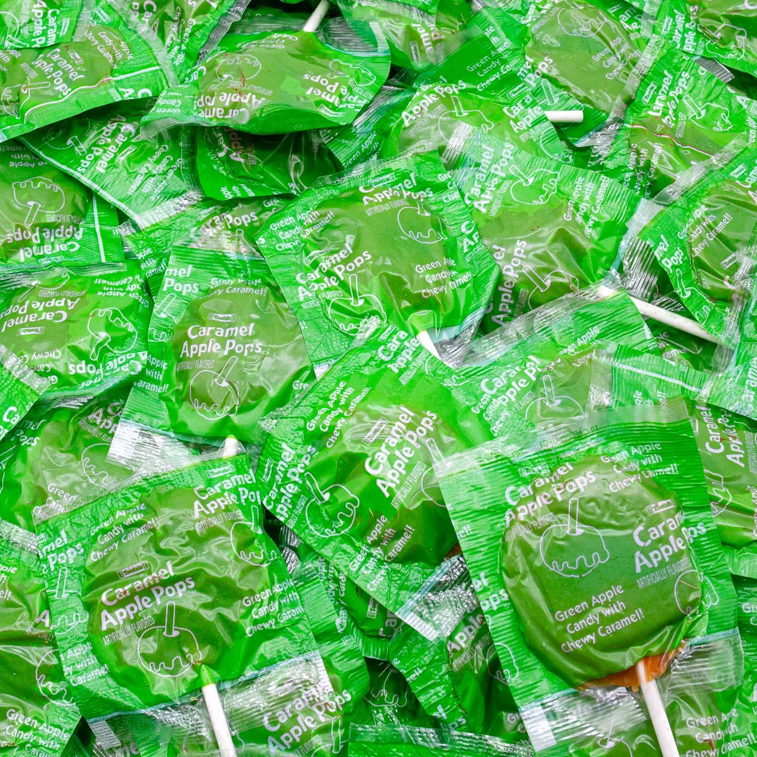 Caramel Apple Pops 1 lb – Suckers with Chewy Coating and Hard Center, Individually Wrapped Lollipops, Gluten Free Candy