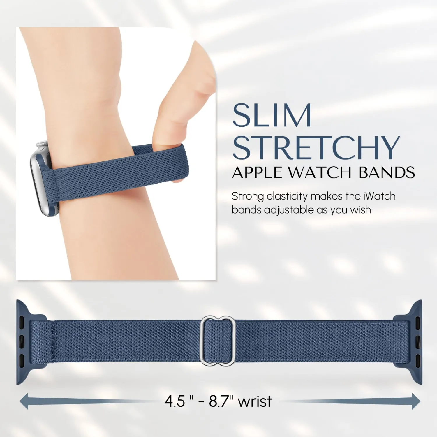 Slim Stretchy Band Compatible with Apple Watch Bands 41mm 40mm 38mm 42mm 44mm 45mm 46mm 49mm Women Men, Thin Elastic Nylon Solo Loop Sport Strap for iWatch Series 11 10 9 8 7 6 5 4 3/SE/Ultra 3 2 1