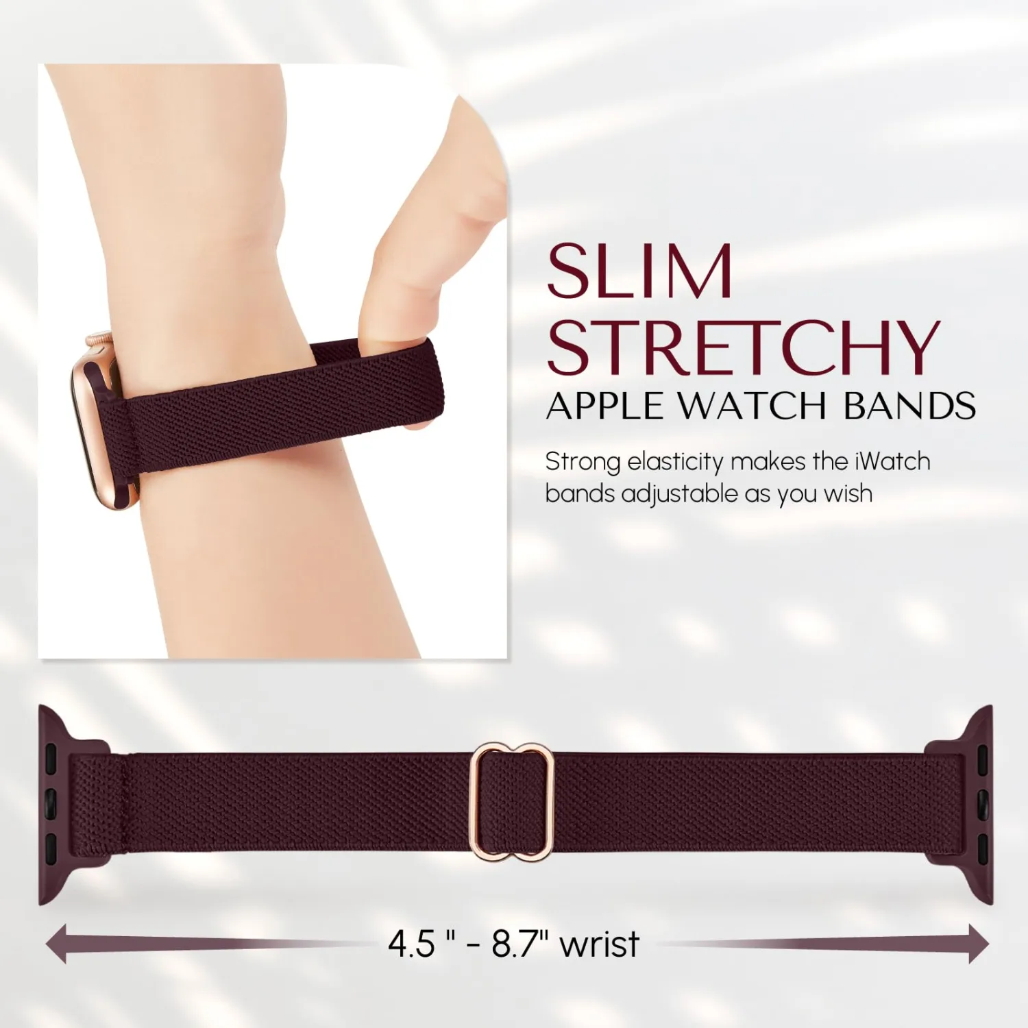 Slim Stretchy Band Compatible with Apple Watch Bands 41mm 40mm 38mm 42mm 44mm 45mm 46mm 49mm Women Men, Thin Elastic Nylon Solo Loop Sport Strap for iWatch Series 11 10 9 8 7 6 5 4 3/SE/Ultra 3 2 1