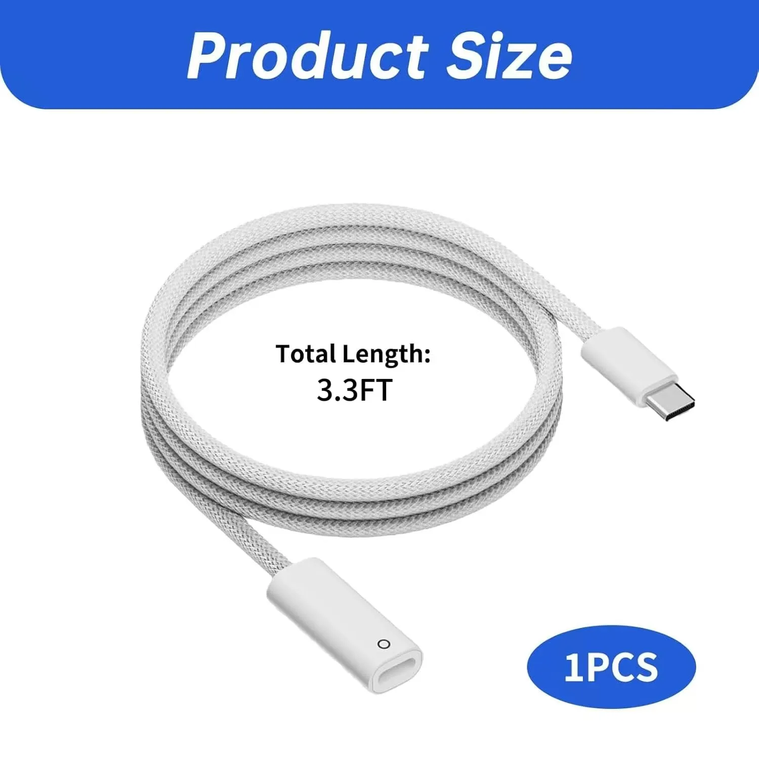 USB-C Charging Cable for Apple Pencil 1st Generation, Charger Adapter Compatible with iPad 10th Gen 2022 11th Gen 2025, Bluetooth Pairing Connector for Fast Charging Easy Pencil Pairing, 3.3FT
